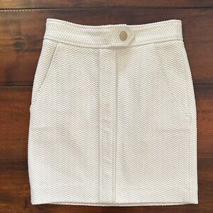 Maje Cream Pencil Skirt with Gold Button